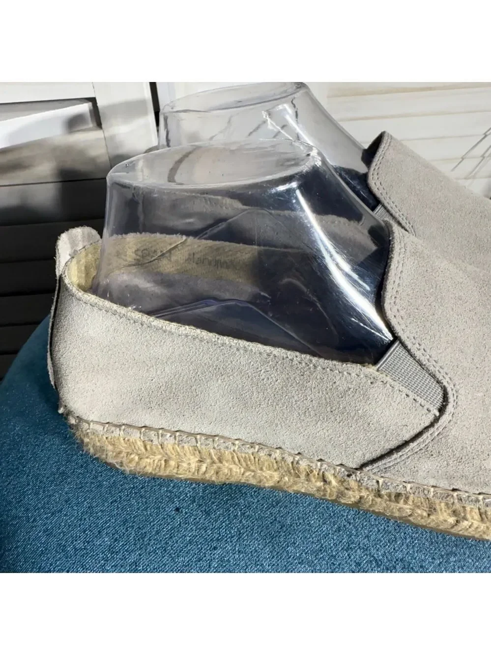 Fabiolas made in Spain gray suede leather espadrille slip on shoes women's sz 8